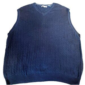 Alex Cannon Men's Cable Knit Sweater Vest Size XL Navy 100% Cotton Golf Tennis